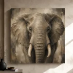 Neutral Elephant Wildlife Portrait Wall Art Canvas Print - Image 11