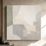 Ivory Geometry Neutral Abstract Wall Art Canvas Print - Image 9