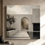 Arched Courtyard Modern Architecture Wall Art Canvas Print - Image 11