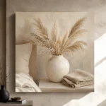 Pampas Grass Vase Serene Neutral Bedroom Wall Art Canvas Print - Image 11