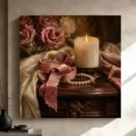 Blush Ribbon Romantic Bedroom Wall Art Canvas Print - Image 12