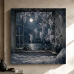 Moonlit Wisteria Window Moonlit Bedroom Wall Art Canvas Print - Image 11