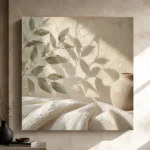 Olive Branch Shadows Botanical Bedroom Wall Art Canvas Print - Image 12