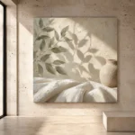 Olive Branch Shadows Botanical Bedroom Wall Art Canvas Print - Image 4