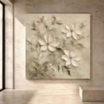 Ivory Clematis Vine Botanical Bedroom Wall Art Canvas Print - Image 4
