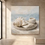 Seashell Candle Coastal Bedroom Wall Art Canvas Print - Image 4