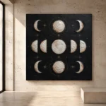 Noir Lunar Grid Moon Phase Wall Art Canvas Print - Image 4