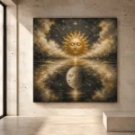Celestial Reflection Sun and Moon Wall Art Canvas Print - Image 4