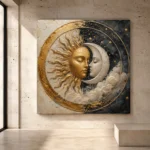 Celestial Embrace Sun and Moon Wall Art Canvas Print - Image 4