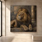 Stone Throne Lion Wall Art Canvas Print - Image 3