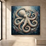 Ivory Octopus Sea Life Wall Art Canvas Print - Image 3