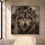 Neutral Wolf Wildlife Portrait Wall Art Canvas Print - Image 3