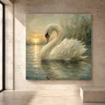 Sunset Swan Bird Wall Art Canvas Print - Image 3