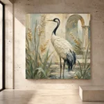 Red Crowned Crane Bird Wall Art Canvas Print - Image 3