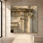 Sunlit Facade Detail Classical Architecture Wall Art Canvas Print - Image 3
