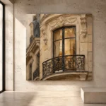 Ornate Window Parisian Architecture Wall Art Canvas Print - Image 3