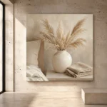 Pampas Grass Vase Serene Neutral Bedroom Wall Art Canvas Print - Image 3