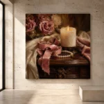 Blush Ribbon Romantic Bedroom Wall Art Canvas Print - Image 4