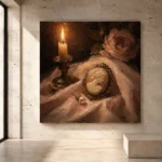 Candlelit Cameo Romantic Bedroom Wall Art Canvas Print - Image 4