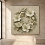 Ivory Hellebore Wreath Botanical Bedroom Wall Art Canvas Print - Image 4