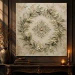 Laurel Blossom Wreath Botanical Bedroom Wall Art Canvas Print - Image 5