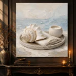 Seashell Candle Coastal Bedroom Wall Art Canvas Print - Image 5