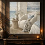 Ocean Reading Chair Coastal Bedroom Wall Art Canvas Print - Image 5