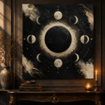 Black Lunar Eclipse Moon Phase Wall Art Canvas Print - Image 5