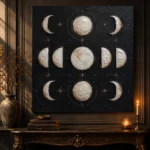 Noir Lunar Grid Moon Phase Wall Art Canvas Print - Image 5