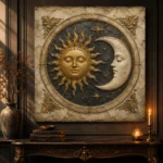 Golden Sun and Crescent Moon Sun and Moon Wall Art Canvas Print - Image 5