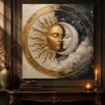 Celestial Embrace Sun and Moon Wall Art Canvas Print - Image 5