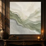 Sage Horizon Flow Fluid Abstract Wall Art Canvas Print - Image 4