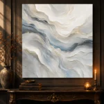 Blue Strata Fluid Abstract Wall Art Canvas Print - Image 4