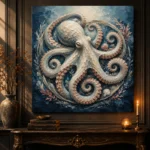 Ivory Octopus Sea Life Wall Art Canvas Print - Image 4