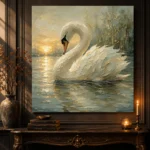 Sunset Swan Bird Wall Art Canvas Print - Image 4