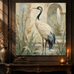 Red Crowned Crane Bird Wall Art Canvas Print - Image 4