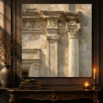 Sunlit Facade Detail Classical Architecture Wall Art Canvas Print - Image 4