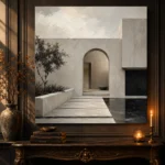 Arched Courtyard Modern Architecture Wall Art Canvas Print - Image 4