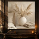 Pampas Grass Vase Serene Neutral Bedroom Wall Art Canvas Print - Image 4