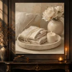 Pearl Linen Tray Serene Neutral Bedroom Wall Art Canvas Print - Image 4
