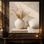 Dried Wheat Vase Serene Neutral Bedroom Wall Art Canvas Print - Image 4