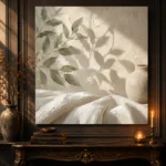 Olive Branch Shadows Botanical Bedroom Wall Art Canvas Print - Image 5
