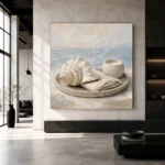 Seashell Candle Coastal Bedroom Wall Art Canvas Print - Image 6