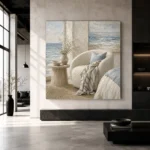 Ocean Reading Chair Coastal Bedroom Wall Art Canvas Print - Image 6