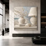 Seashell Table Lamp Coastal Bedroom Wall Art Canvas Print - Image 6