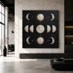 Noir Lunar Grid Moon Phase Wall Art Canvas Print - Image 6