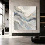 Blue Strata Fluid Abstract Wall Art Canvas Print - Image 5