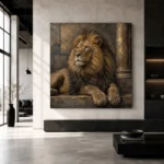Stone Throne Lion Wall Art Canvas Print - Image 5