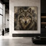 Neutral Wolf Wildlife Portrait Wall Art Canvas Print - Image 5