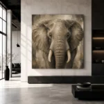 Neutral Elephant Wildlife Portrait Wall Art Canvas Print - Image 5